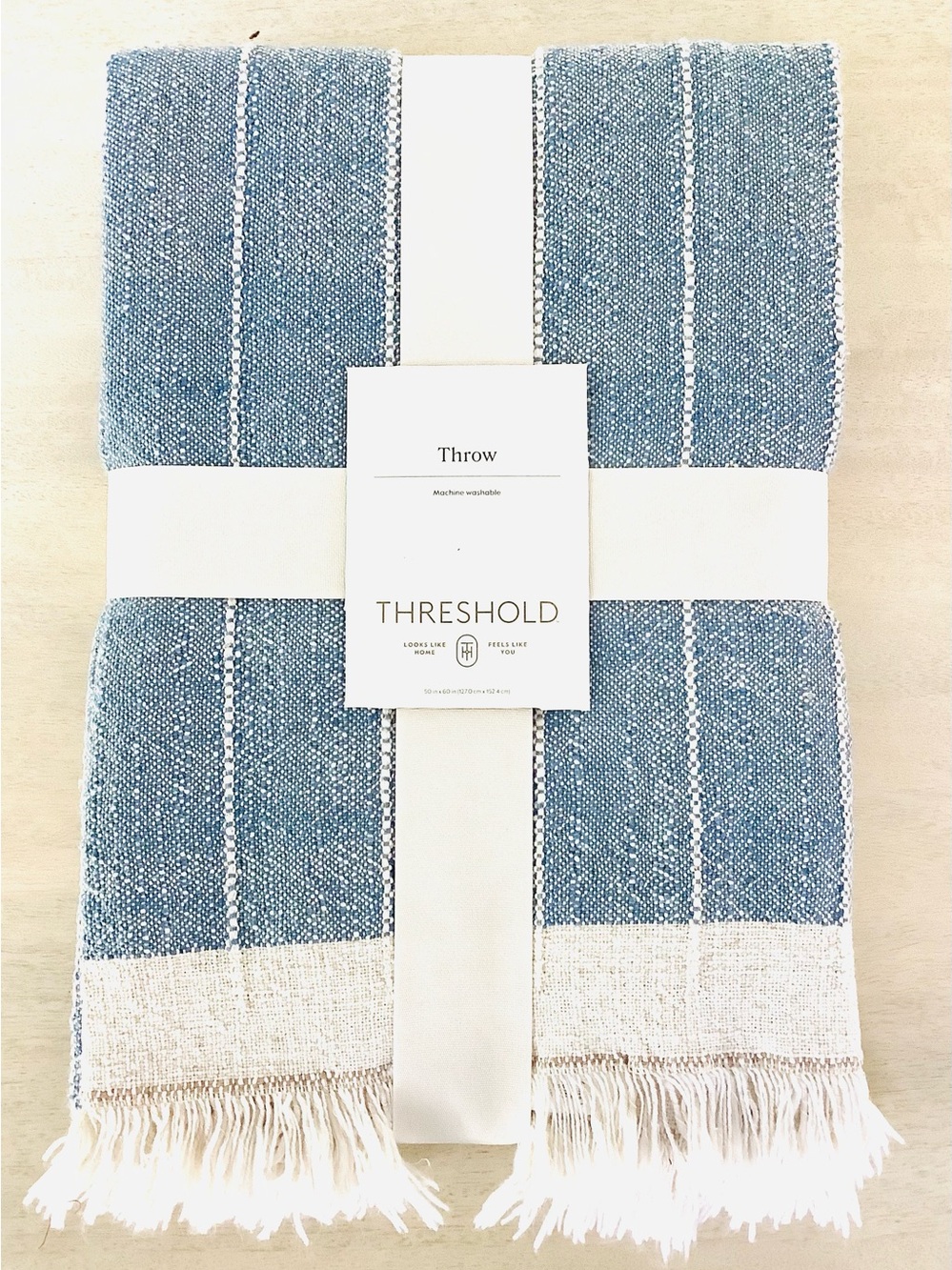 Threshold Woven Stripe Throw Blanket - Blue